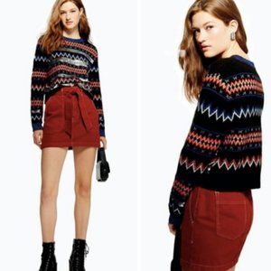 Top Shop Sweater Size 8 Fair Isle Crop